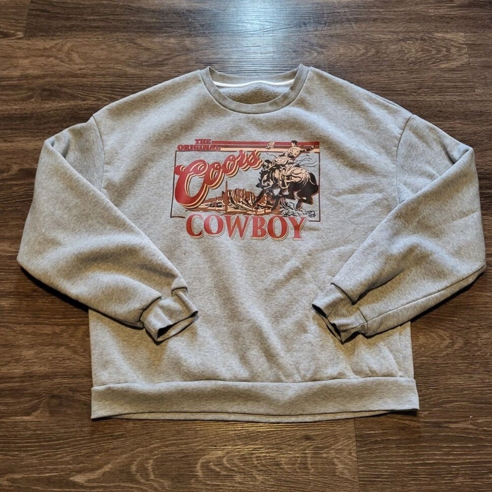 The Original Coors Cowboy Coorslight Beer Graphic Crewneck Sweatshirt Mens XL